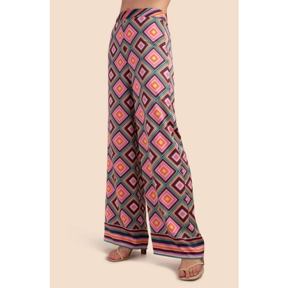 💕TRINA TURK💕 Bay Pant ~ Brookhaven Blocks Satin Georgette 6 NWT - Picture 6 of 16